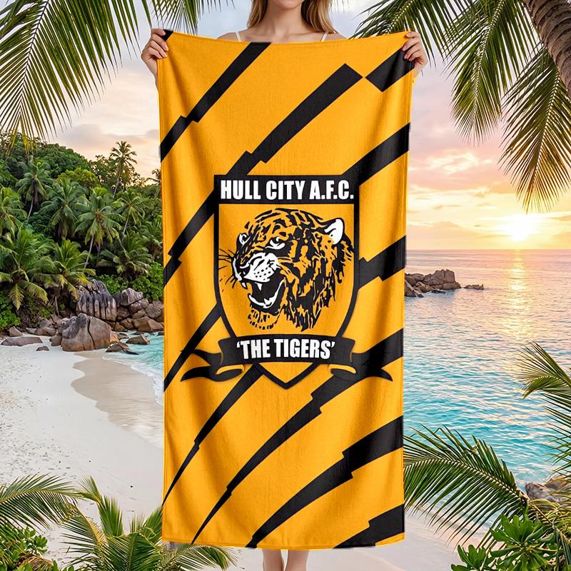 Модное пляжное полотенце Hull FC, портативное, мягкое, быстросохнущее, для плавания, кемпинга, отпуска