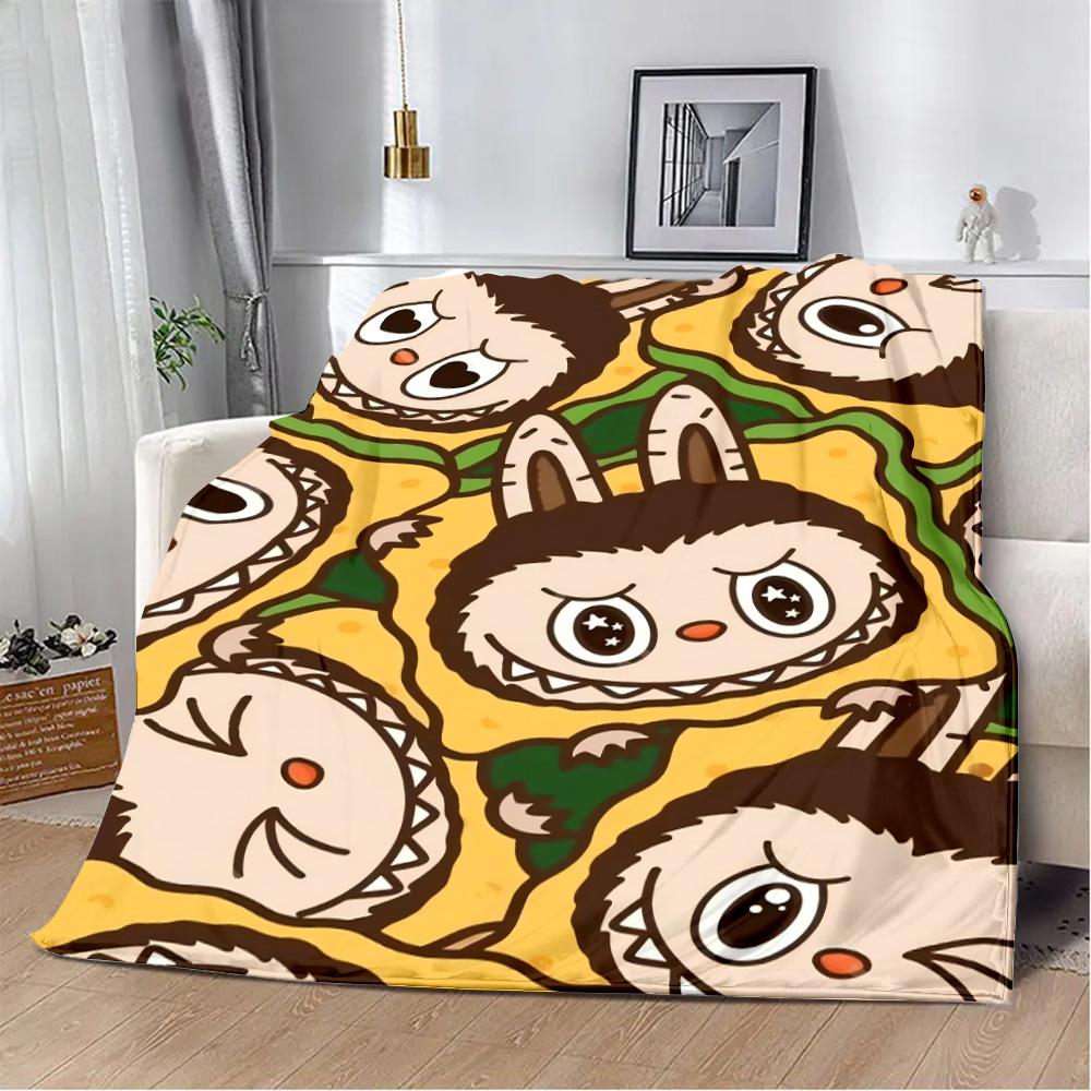 Милое мультяшное одеяло с принтом Лабубу, одеяла для пикника, теплое одеяло, мягкое и удобное одеяло для дома, путешествий, подарка на день рождения
