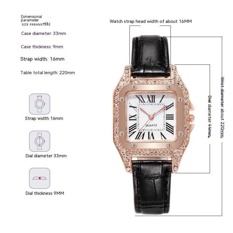 Легкие роскошные женские часы с римскими бриллиантами, модные подарочные кварцевые часы