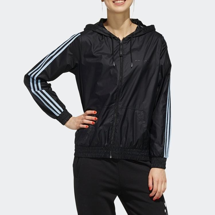adidas Женские тренчи Neo Черные с капюшоном Умеренные EI4548