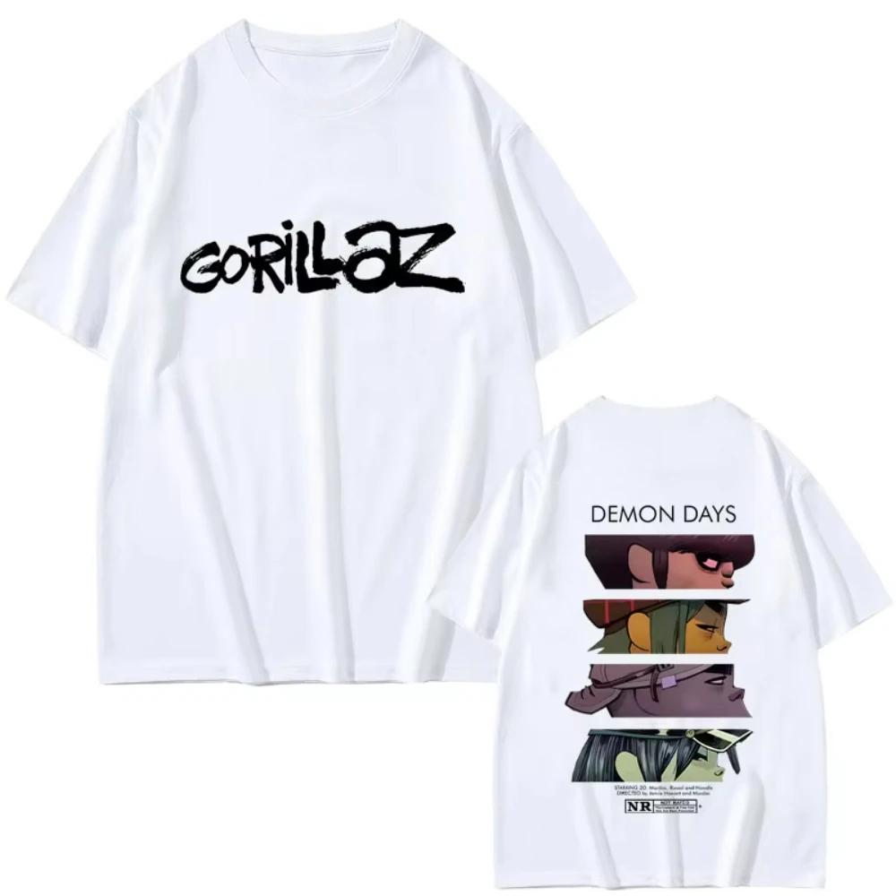 Футболки с принтом глаз группы Gorillaz Унисекс Женские Хип-хоп Мода Оверсайз Уличная одежда Унисекс Повседневные Мягкий Хлопок Оверсайз Футболки