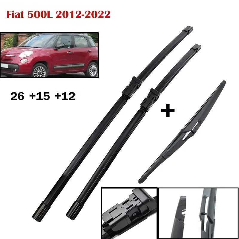 26"+15"+12" Front & Rear Wiper Blades for Fiat 500L 2012-2022, Fiat 500X, Fiat Panda, Fiat Tipo, Fiat Doblo