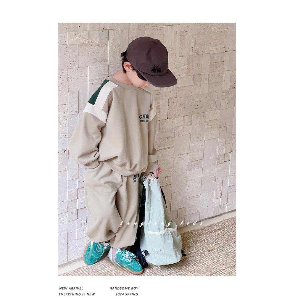 Мальчиковый осенний наряд, Детская одежда, Новый стиль, Детская осенняя толстовка в западном стиле, Комплект из двух предметов, Мальчиковая весенне-осенняя одежда