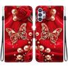 Чехол-книжка из искусственной кожи ручной работы для Samsung Galaxy A32 5G (SM-A326B/A326...) Противоскользящий ударопрочный чехол с ремешком на запястье и дизайнами в виде сердец/роз и кошек