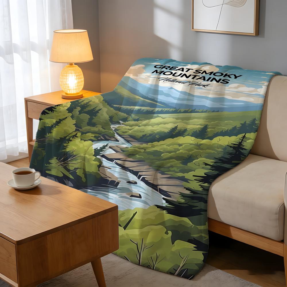 Throw High-Density Short Plush Blanket For Sofa Nap Air-Conditioned Room Soft Skin-Friendly Great Smoky Mountains National Park