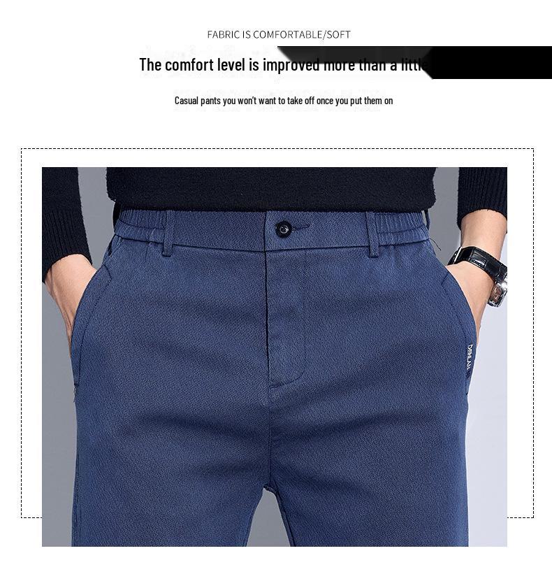 Мужские повседневные прямые брюки из высококачественного лиоцелла класса люкс из толстого эластичного бархата