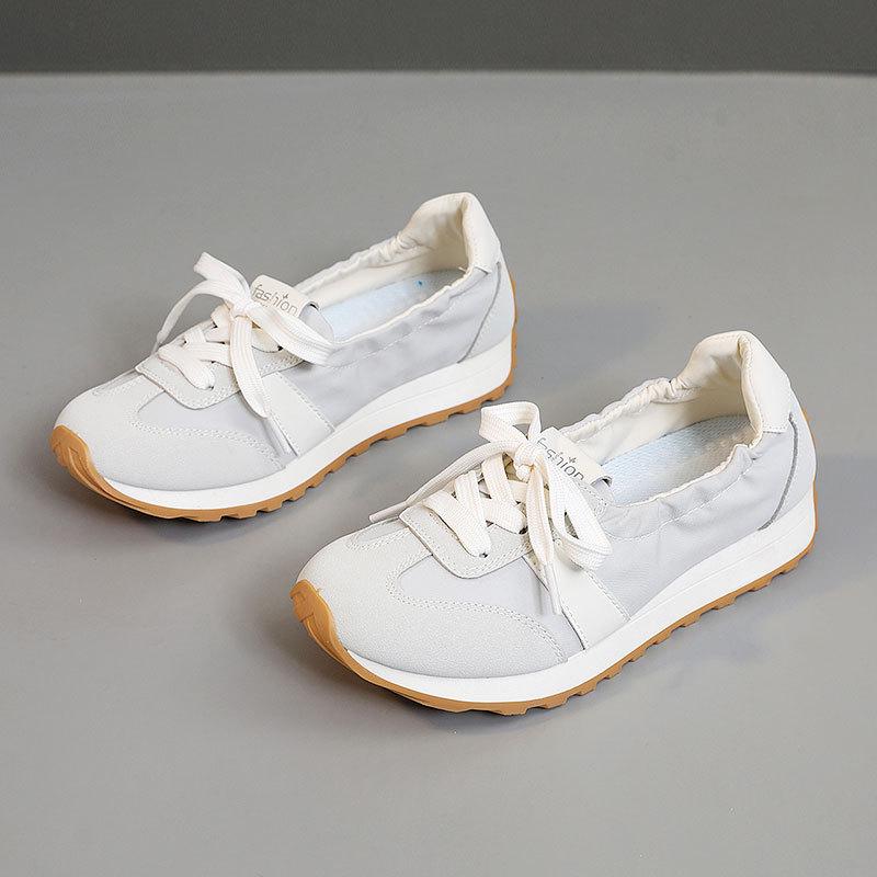 Женские белые дышащие кроссовки JCF212 2024, весна/лето, толстая подошва, завышенная высота, круглый носок, корейский стиль
