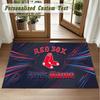 Crystal Velvet Square Rug Custom NameBoston Red Sox Pattern Non Slip Home Floor Decor Rug