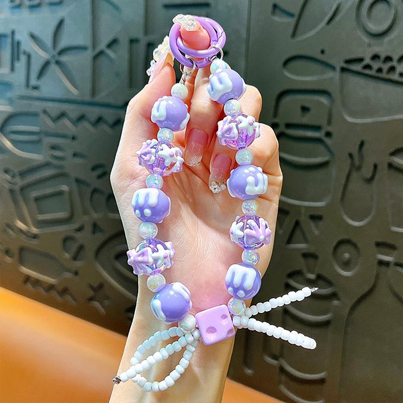 Cake Beads Hand-Painted Beads Mobile Phone Chain Keychain Cute Bag Pendant Beaded Chain