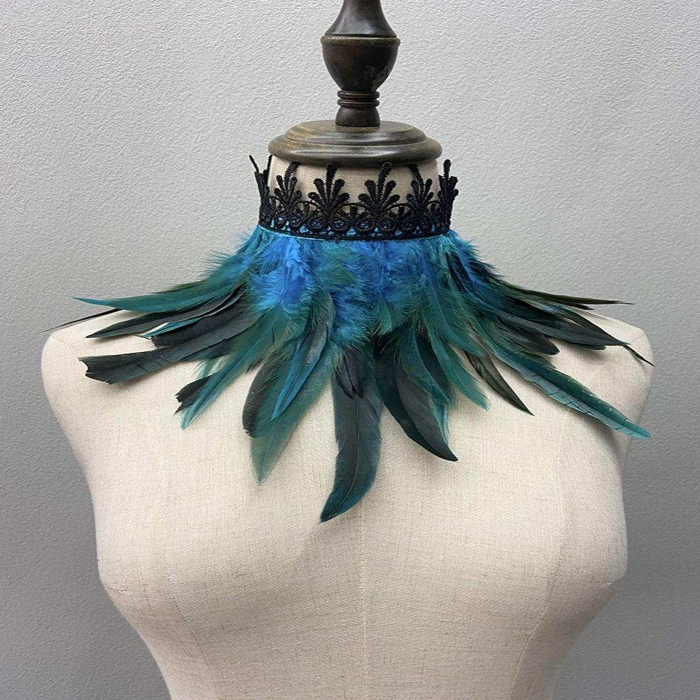 Cosplay Women Sexy Natural Feather Feather Choker Lace Fake Collar Punk Cape Shawl