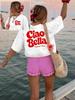 Double Sided Ciao Bella T-Shirt Women Trendy Back Graphic Streetwear Tee Summer Fashion Loose O-Neck Pullover Top Aesthetic