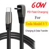 60W Fast Charging Cable Type C To Type C USB C To Lightning Pd Charge iPhone Data Transfer For Tesla Model 3 Highland Y X S 2024