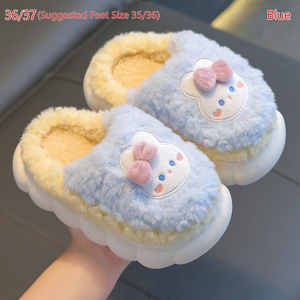 Rabbit/Bear Kids Furry Slippers Girls Boys Winter Slippers High-quality Indoor Slippers