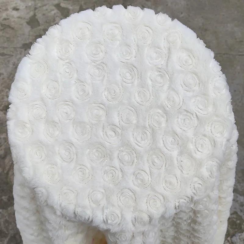 1/2/3 Meter Rabbit Velvet Rose Embroidered Plush Fabric PV Velvet 3D Rose Thick Faux Fur Fabric For DIY Winter Coat Garment