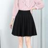 Women's Black High Waist A-Line Midi Skirt: Elastic, Pleated, Anti-Exposure, Big Swing Skirt for Spring and Autumn.