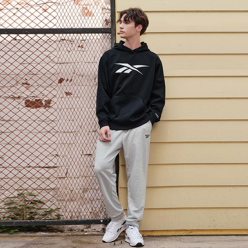 Reebok Трикотажные джоггеры с логотипом и манжетами, унисекс, серые 23RMF605UGG4