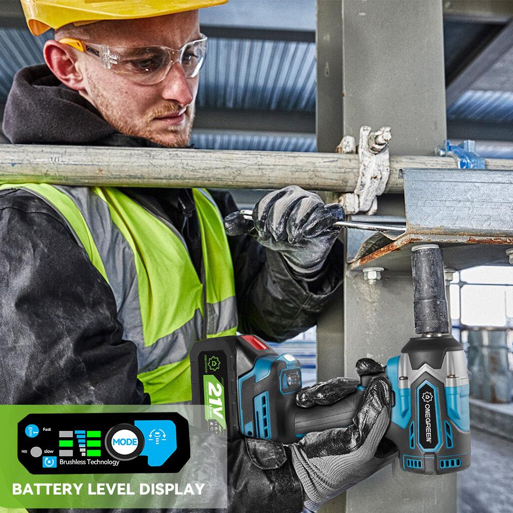 ONEGREEN Бесщеточный Электрический Ударный Гайковерт 1000 Нм 1/2" Беспроводная Дрель-Шуруповерт Инструмент для Ремонта Автомобиля Для Аккумулятора Makita Штырь