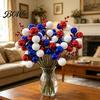 4th July Celebration Decor Independence Day Colorful Balls And Branches, Red White Blue Floral Poles, Table Decoration Reusable Plastic Foam Spheres,