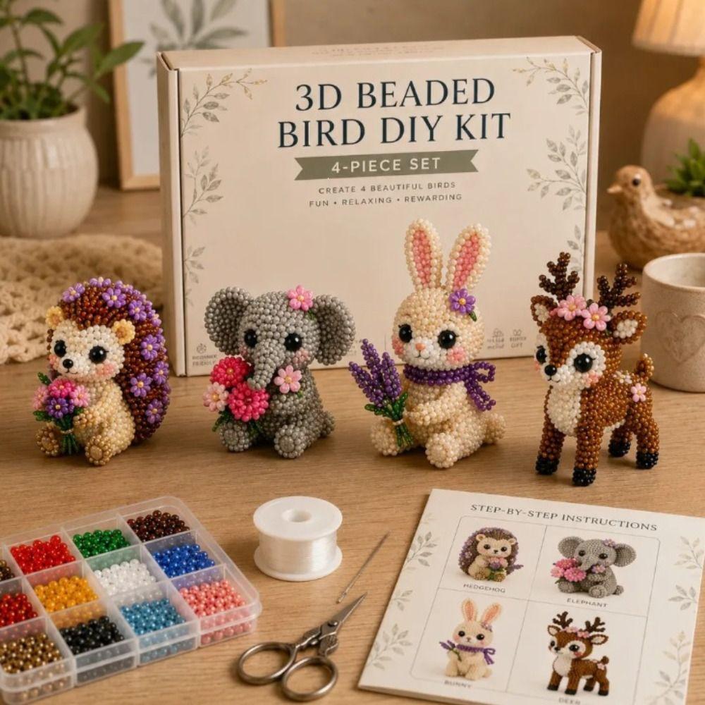Beginner Friendly 3D Beaded Animal DIY Kit Animal Shape Handmade Craft Kit Home Decoration