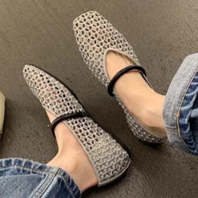 Плетеные сетчатые балетки женские сандалии неглубокие летние повседневные туфли 2025 дизайнерские сексуальные дышащие кроссовки новые тренды zapatillas