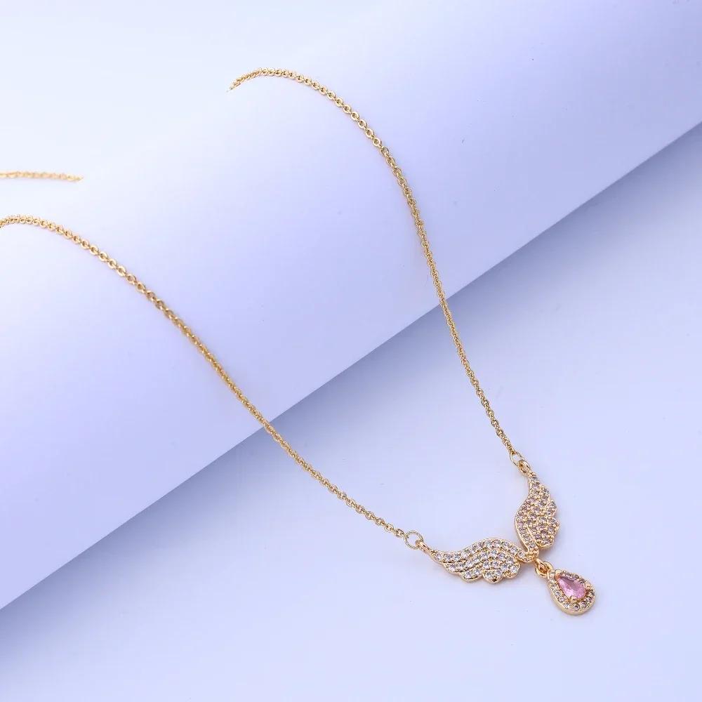 Медное позолоченное ожерелье с крыльями ангела, женское, с высококлассным ощущением легкой роскоши, простой нишевый кулон в виде крыла, универсальное модное украшение