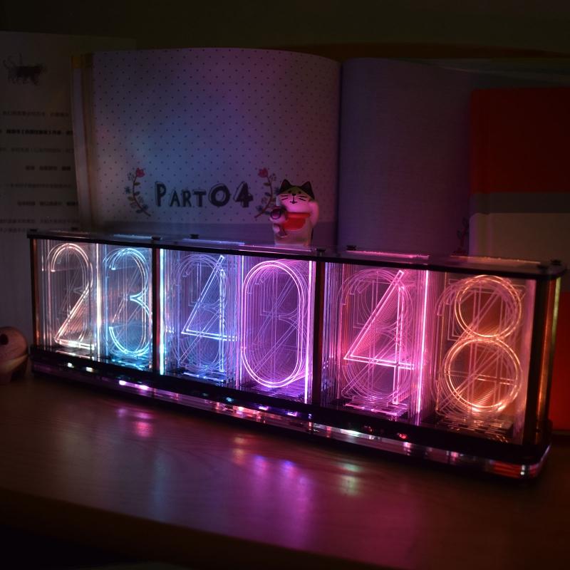 Nixie Tube Clock Acrylic RGB- Digital Clock Various Musical Beat Temperature/Data/Week Display Girlfriend Gift Present