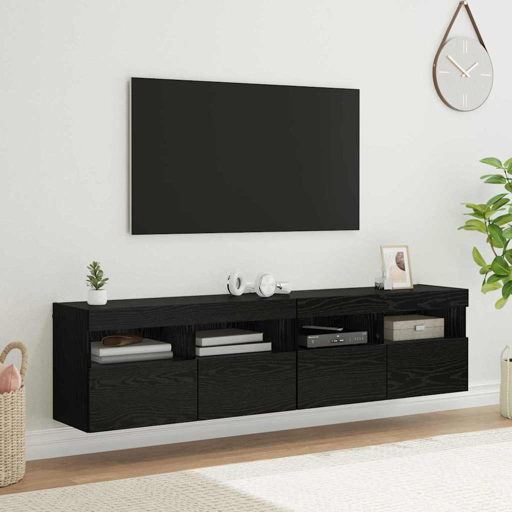 TV Wall Shelves 2 pcs Black Oak Effect 80 x 30 x 40 cm