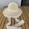 Elegant Lace Brim Sunshade Cap Breathable Colorful Straw Hat Summer Sun Protection Cap  Beach