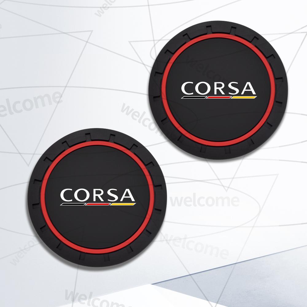 2pcs PVC For Opel Corsa Insignia LOGO OPC Line GTC Vauxhall Car Coaster Water Cup Anti-Slip Silicone Pads Interior Decoration