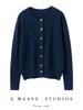 Women's Loose Fit Cashmere Cardigan - Round Neck, Slimming, Trendy Long-Sleeved Outerwear Sweater