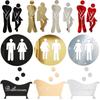 Decoration Washroom Poster Mirror Surface Decal Woman & Man Toilet Entrance Sign 3D Wall Stickers