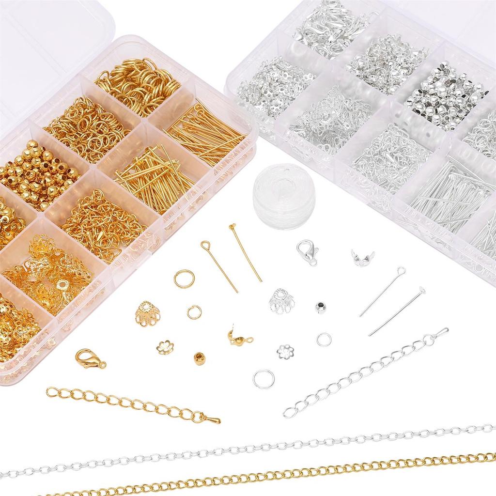 820Pcs Metal Jump Ring Clasps Lobster Chain Spacer Beads Pin Accessories For DIY Jewelry Making