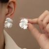 Solid Color Pearl Ear Studs Elegant Flower Earrings Jewelry Creative Ginkgo Leaf Earrings  Gift