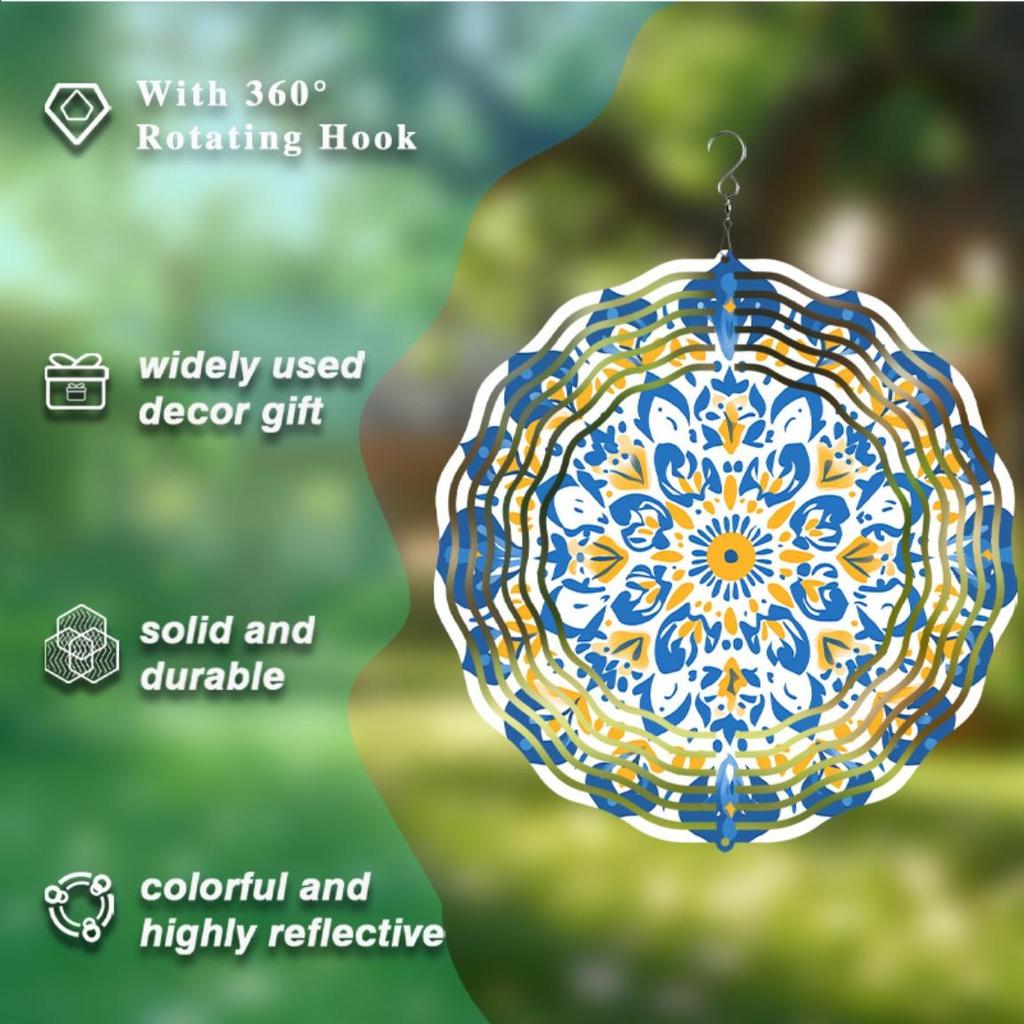 10 Inch Bohemian Wind Chime for Outdoor Decor Elegant Handmade Hanging Wind Chime with 360 Hook Perfect Gift for Spring Summer Balcony Courtyard