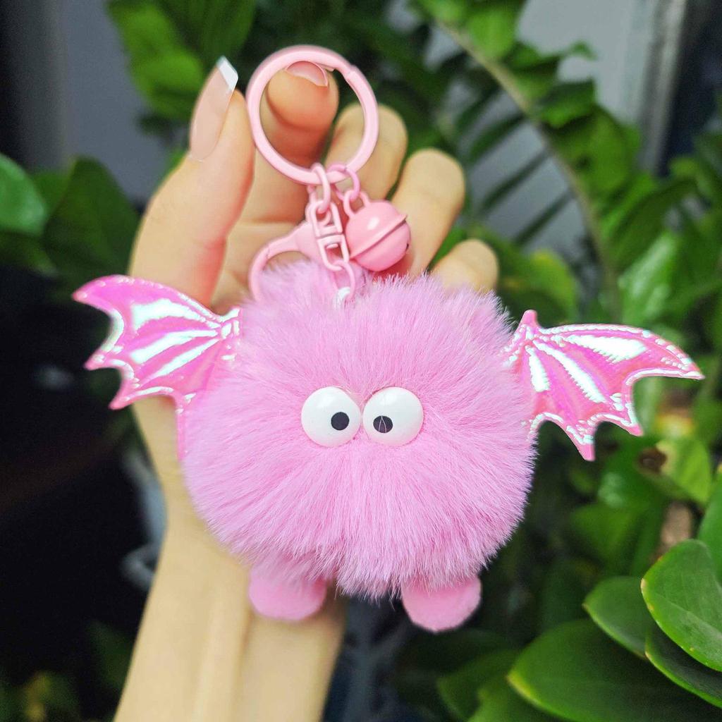 Cross-Border Plush Little Devil Soot Ball Faux Rex Rabbit Fur Pendant Keychain/Backpack Charm