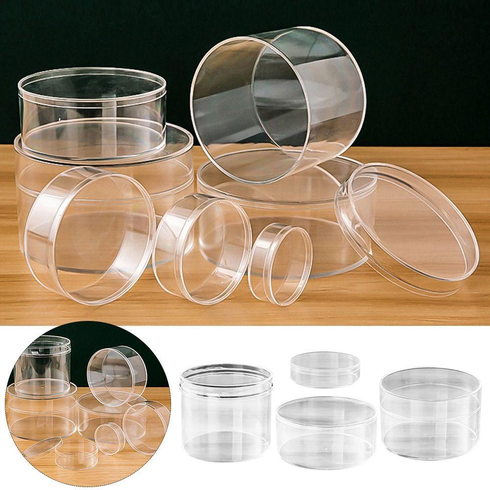 Round Storage Box Transparent Jewelry Box Practical Collection Containers Jewelry Nail Art Biscuit