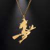 Ожерелье с подвеской в ​​виде силуэта летающей ведьмы для женщин, модное ожерелье из нержавеющей стали золотого, серебряного цвета, ювелирные изделия для рождественского подарка