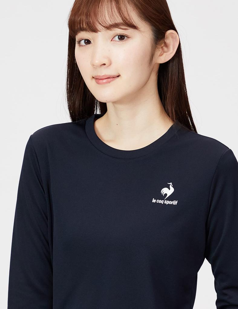 Le Coq Sportif Long Sleeve UV Simple Design with NVY Size M Women's Eco-Pet T-Shirt, Sweat-Wicking, Quick-Drying, Protection, One-Point Print,