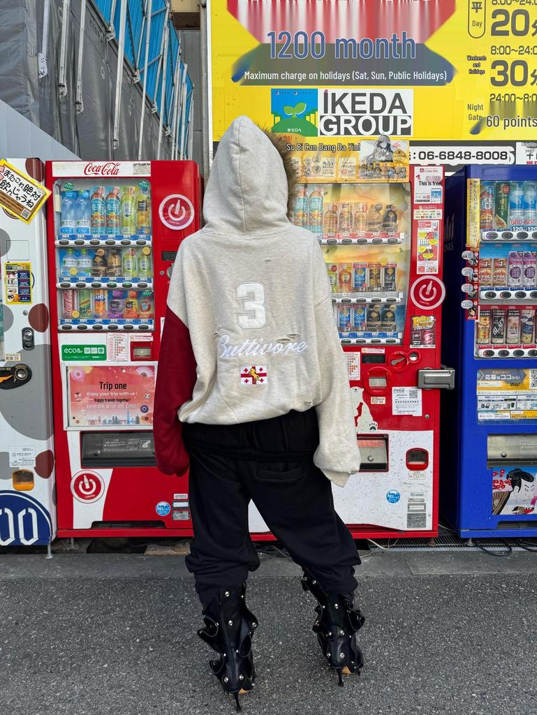 Protocol Index 26FW Distressed Washed Double Layer Jacket with Fur Collar Hood