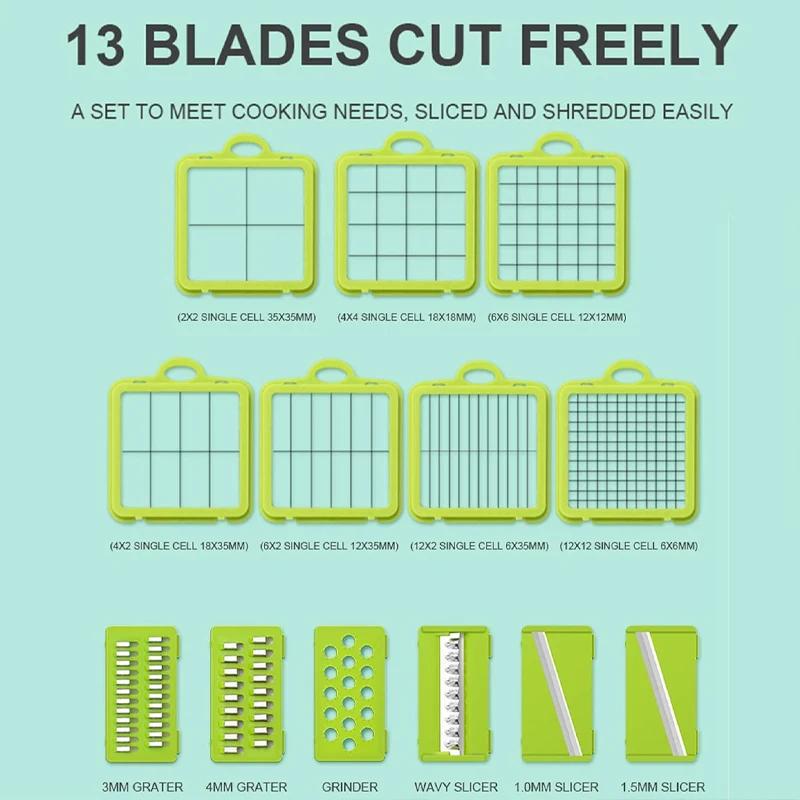 Овощерезка модернизированная 22 в 1 овощерезка с 13 лезвиями из нержавеющей стали наборы гаджетов для измельчителя продуктов