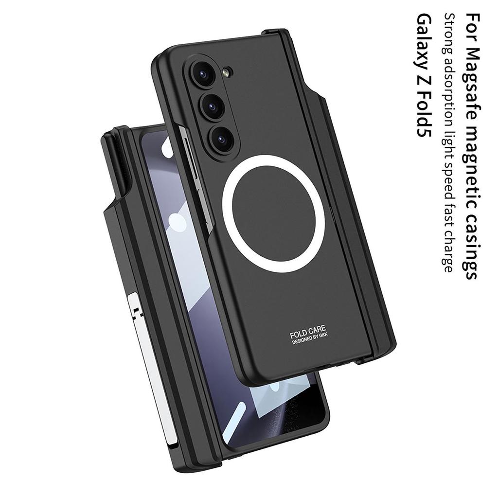 Магнитный чехол для беспроводной зарядки Samsung Z Fold 5 - Полное покрытие, Креативный дизайн, с подставкой