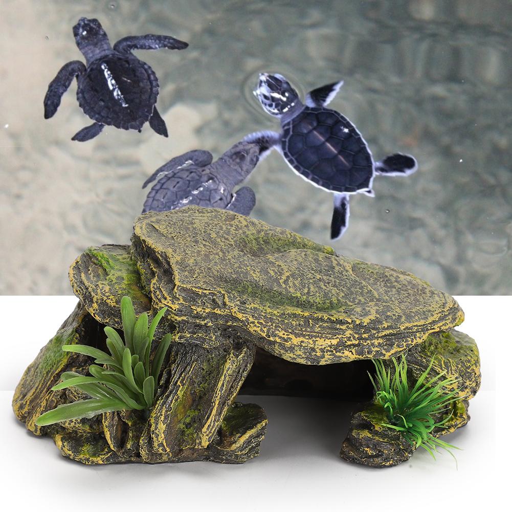 Turtle Reptile Habitat Hiding Caves Aquarium Fish Tank Amphibious Vivid Safe Shelters