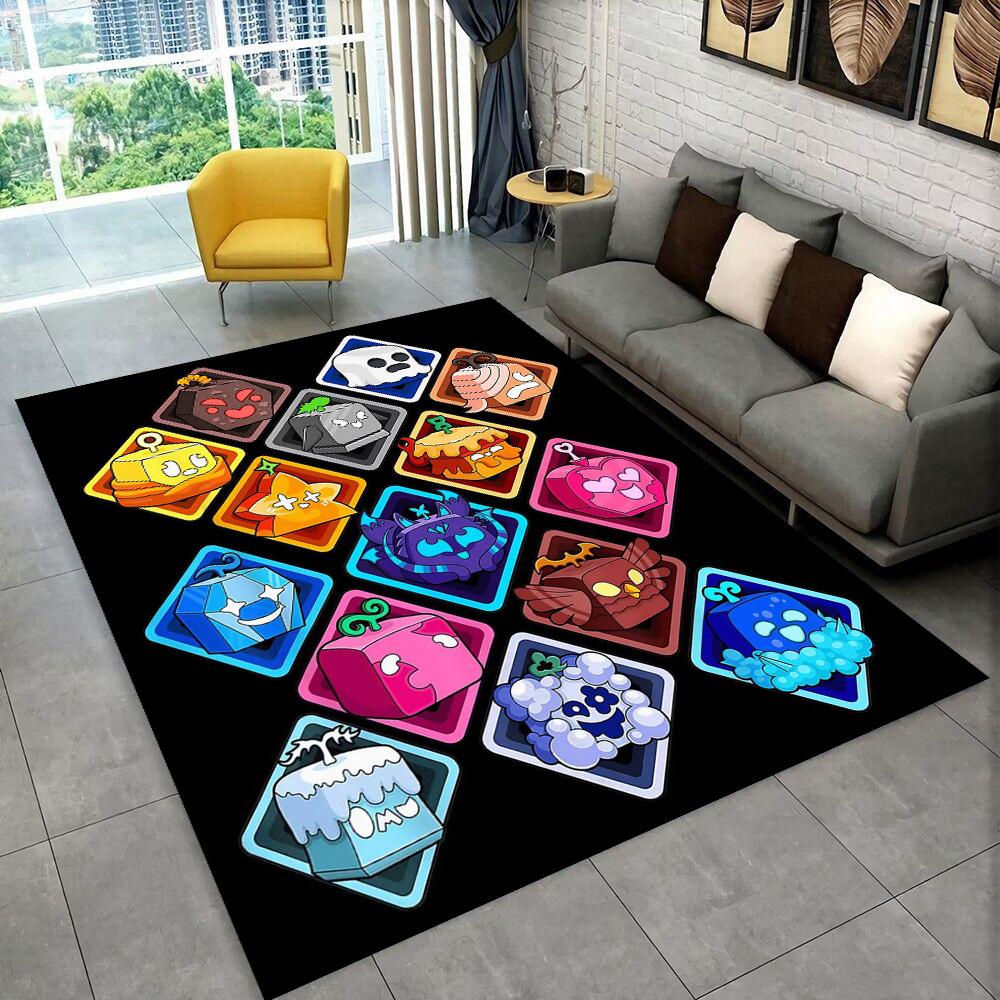 3D B-Blox Fruit Cartoon Game Gift Carpet Rug for Living Room Bedroom Home Sofa Decoration,kids Play Non-slip Floor Mat