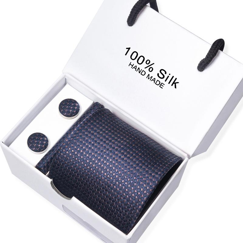 Мужской деловой галстук, квадратный шарф, подарочная коробка, полосатый простой костюм, рубашка, галстук, черный подарочный набор в коробке