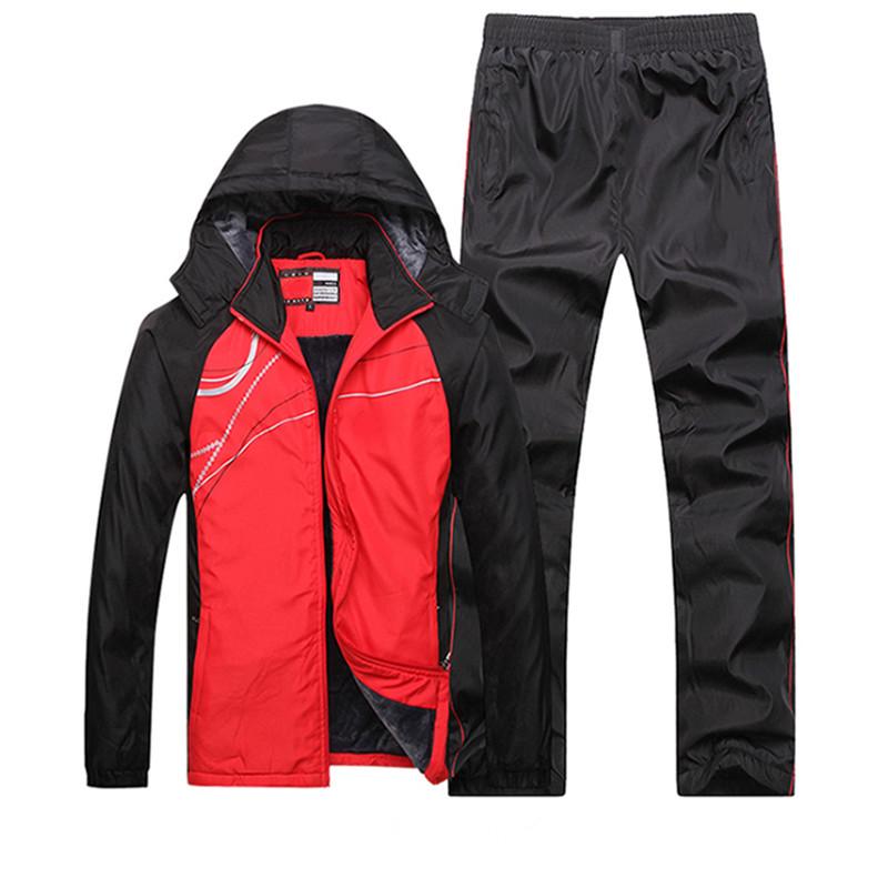 Winter Tracksuits Men Set Thicken Fleece Hoodies +Pants Suit Warm Casual Men 'S Sportswear Coats