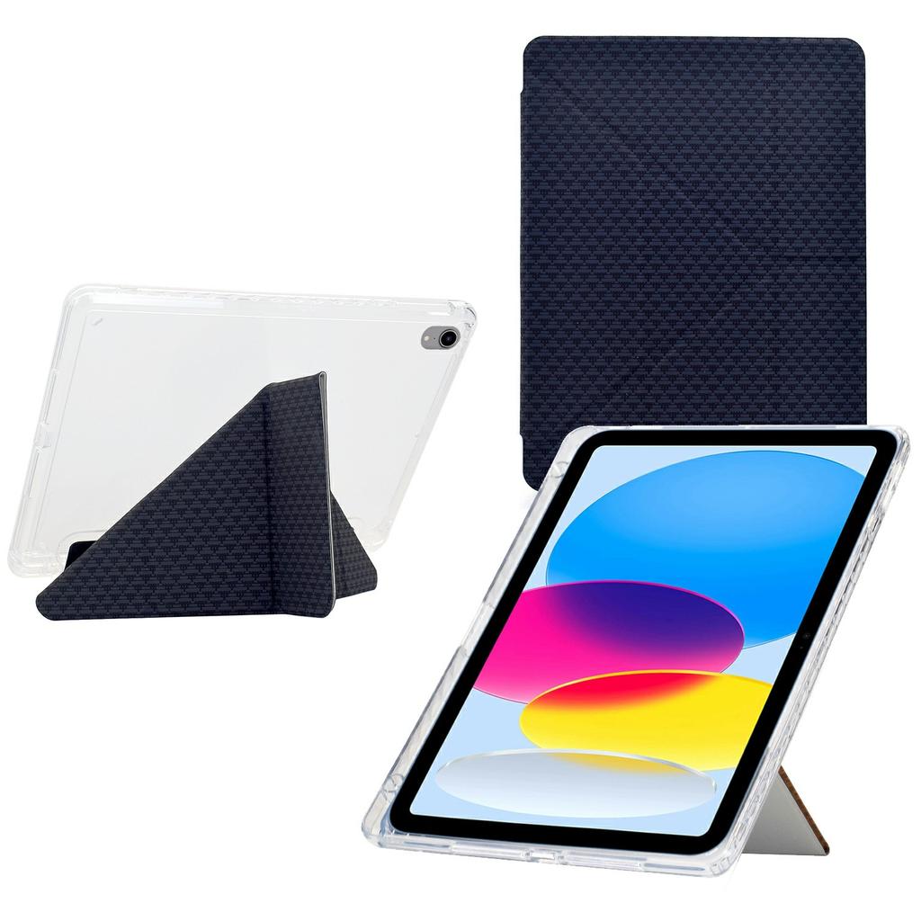 Для iPad (2025)/10.9 (2022) Чехол-подставка Y-Fold из кожи с пирамидальным узором + прозрачная акриловая накладка для планшета с держателем для карандаша