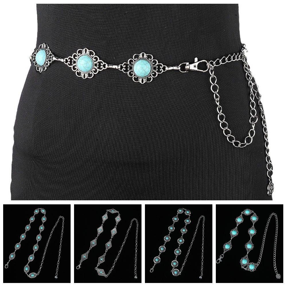 Minority Design Turquoise Waist Chain Metal Women's Body Jewelry Western Country Waist Chain Girls