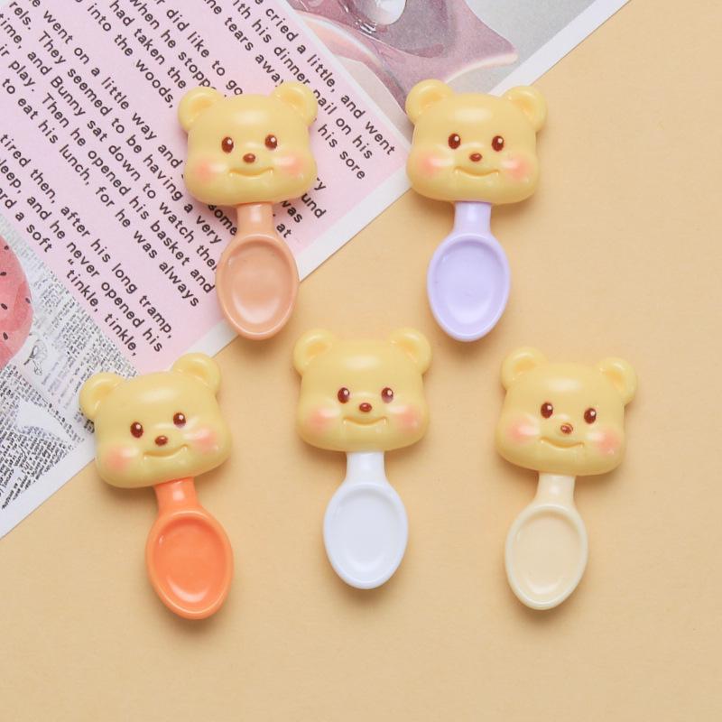 Милая ложка-медведь из мультфильма, аксессуары из смолы: Чехол для телефона, заколка для волос, бижутерия, украшение своими руками.