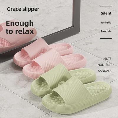 Летние домашние дезодорирующие тапочки для ванной для женщин - нескользящие сандалии с толстой подошвой - идеально подходят для дома и общежития