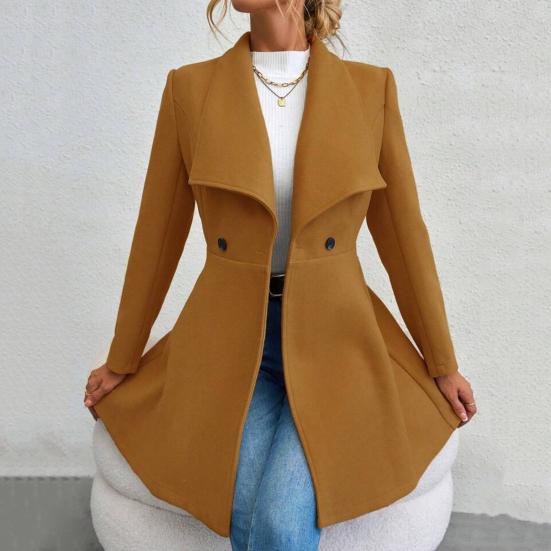 Женское пальто средней длины, куртка, ветрозащитное пальто с воротником-лацканами для женщин, теплая стильная верхняя одежда на весну и осень